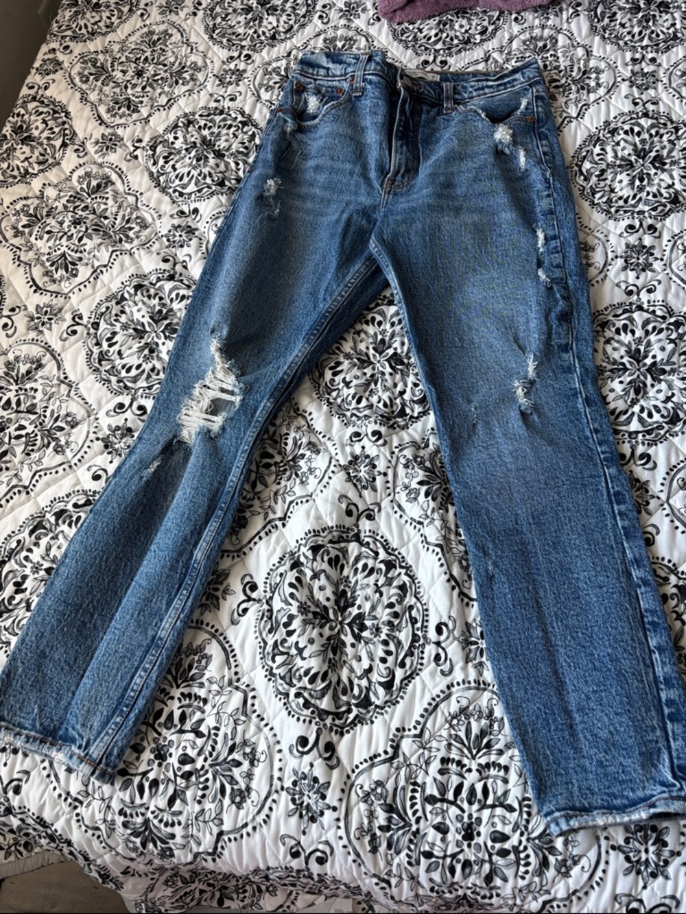 Abercrombie & Fitch Distressed Blue Boyfriend Jeans